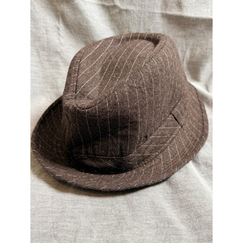 Unbranded Fedora Hat S/M Brown Pinstripe Wool Blend Trilby Classic Style